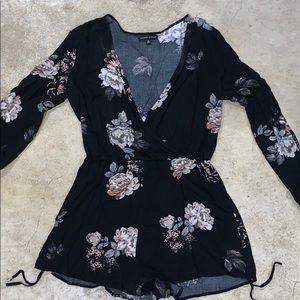 Black floral romper